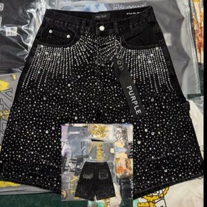 Purple Men's Black Jean Shorts